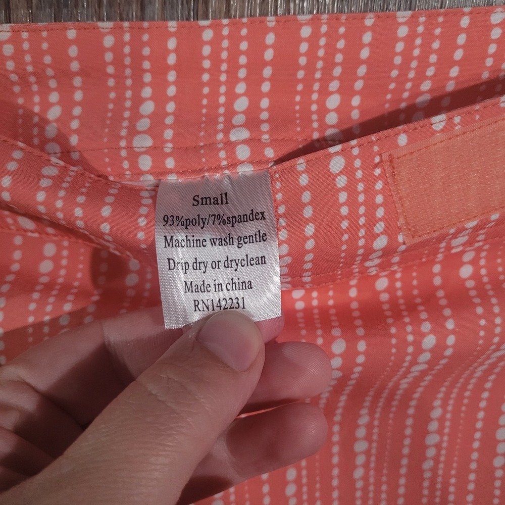 Rip Skirt Hawaii Size S Skirt Length #1 Peach Pink w/White Dots Beach Surf - Picture 6 of 7